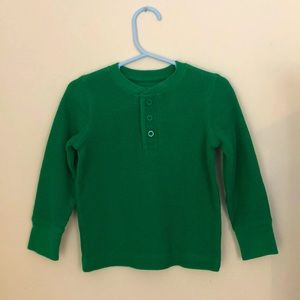Green Waffle Long Sleeve 3 button Henley
